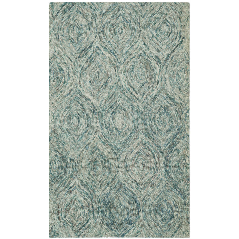 Ikat HandTufted Wool Ivory & Blue Area Rug & Reviews AllModern